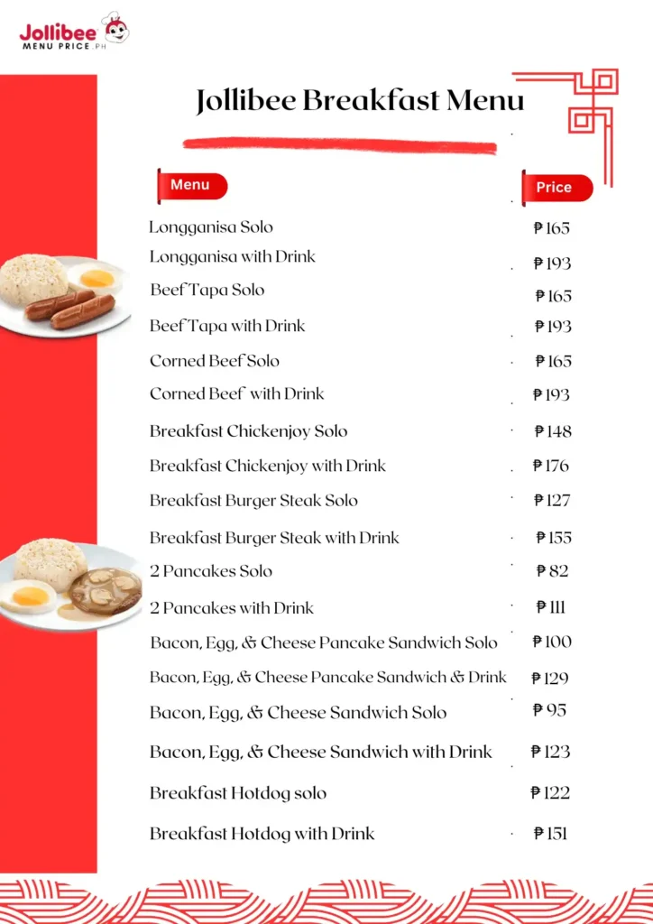 Jollibee Breakfast Menu