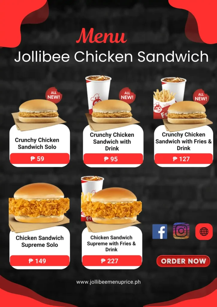 Jollibee Chicken Sandwich Menu ph