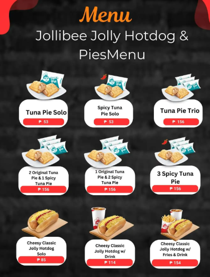 Jollibee Jolly Hotdog & Pies Menu