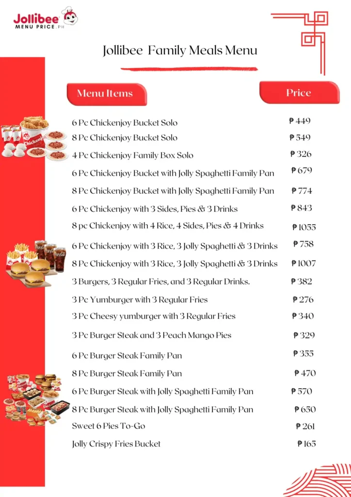 jollibee family meal menu